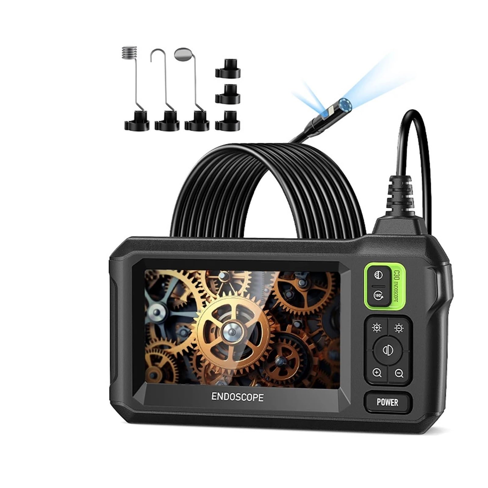 Endoscope Camera 4.3 Inch Screen 1080P HD Industrial Endoscope Camera IP67 Waterproof Car Pipe Inspection With 8 LEDS 8mm Lens(10m,Dual Lens)
