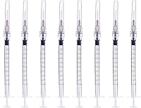 Vista 1 de Jeringas de 1 cc/ml con aguja de 0.5 pulgadas desechables cada una envuelta individualmente, paquete de 20 (0.0 fl oz-27G-20pcs-RL)