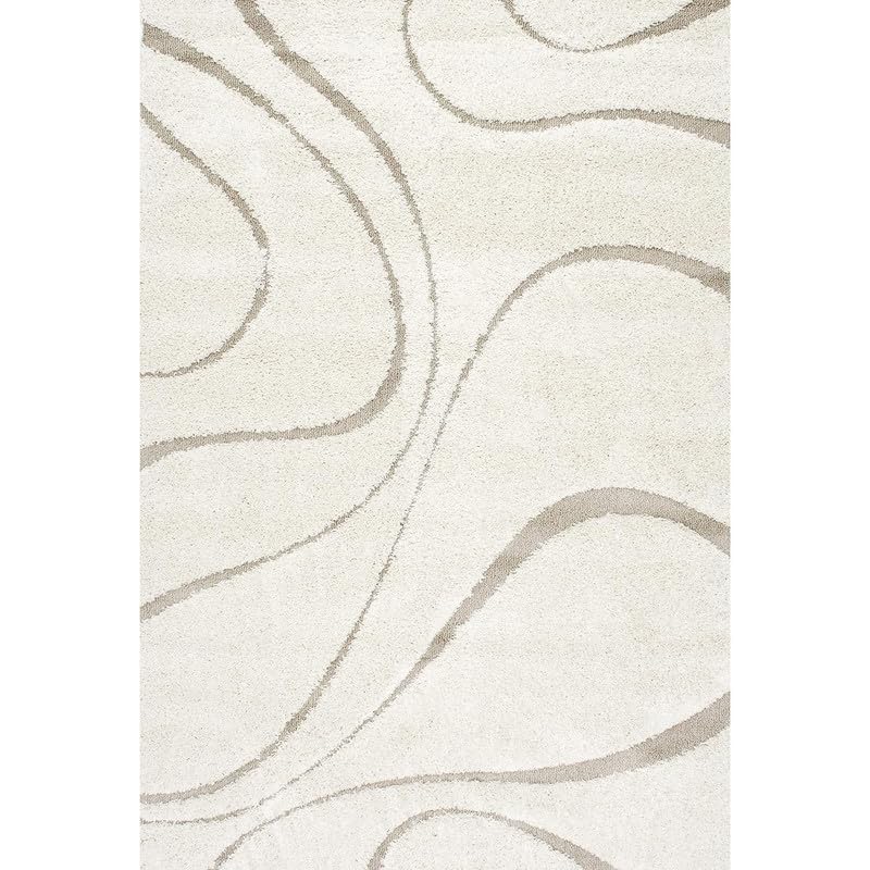 Image of Carpet for Living Room 8 X 10 FEET Modern Soft Shaggy Carpet Thick, Fluffy & 2 inch Pile Shag Rug for Your Kids Room, Bedroom & Livingroom (WHITEBEIGE)