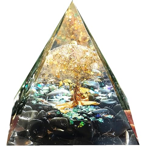 Tree of Life Orgonite Pyramid Kit White Quartz with Obsidian Stone Positive Reiki E...