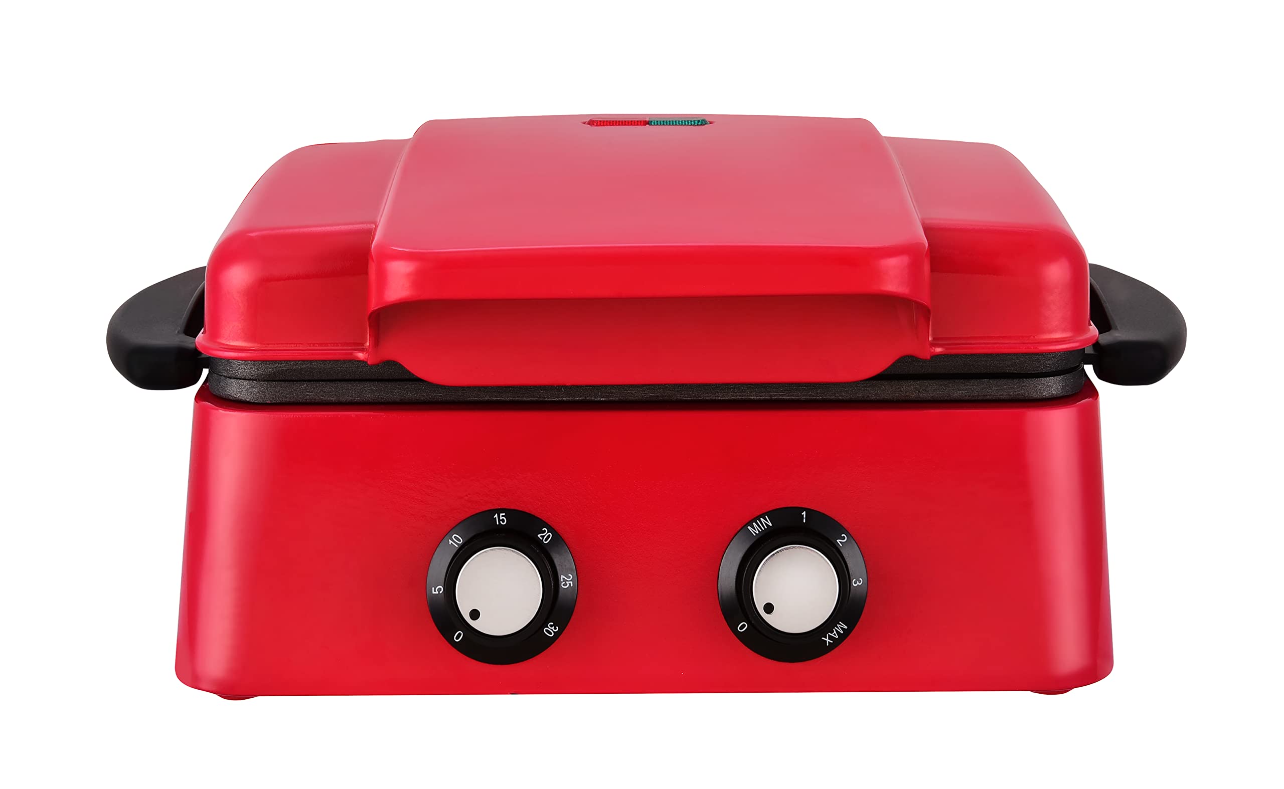 Kalorik TKG LCM 1002 RD Lavakuchen-Bäcker, für bis zu 6 Küchlein, regelbares Thermostat, manueller Timer, inkl. Muffin-Backeinsatz, 900 Watt, Rot/Schwarz