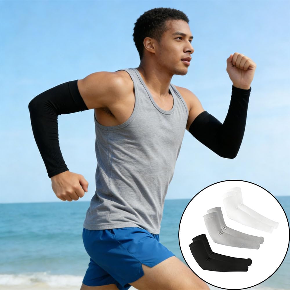 Manguitos unisex con protección UV, 3 pares de mangas de compresión transpirables para hombres y mujeres, calentadores de brazos elásticos para deportes al aire libre, ciclismo, baloncesto
