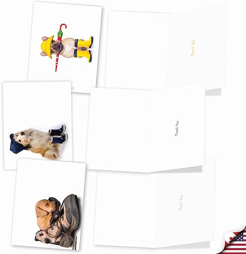 Miniatura 3 de The Best Card Company 10 adorables tarjetas de agradecimiento para cachorros con sobres de 4 x 5.12 pulgadas, para todas las ocasiones, con texto en