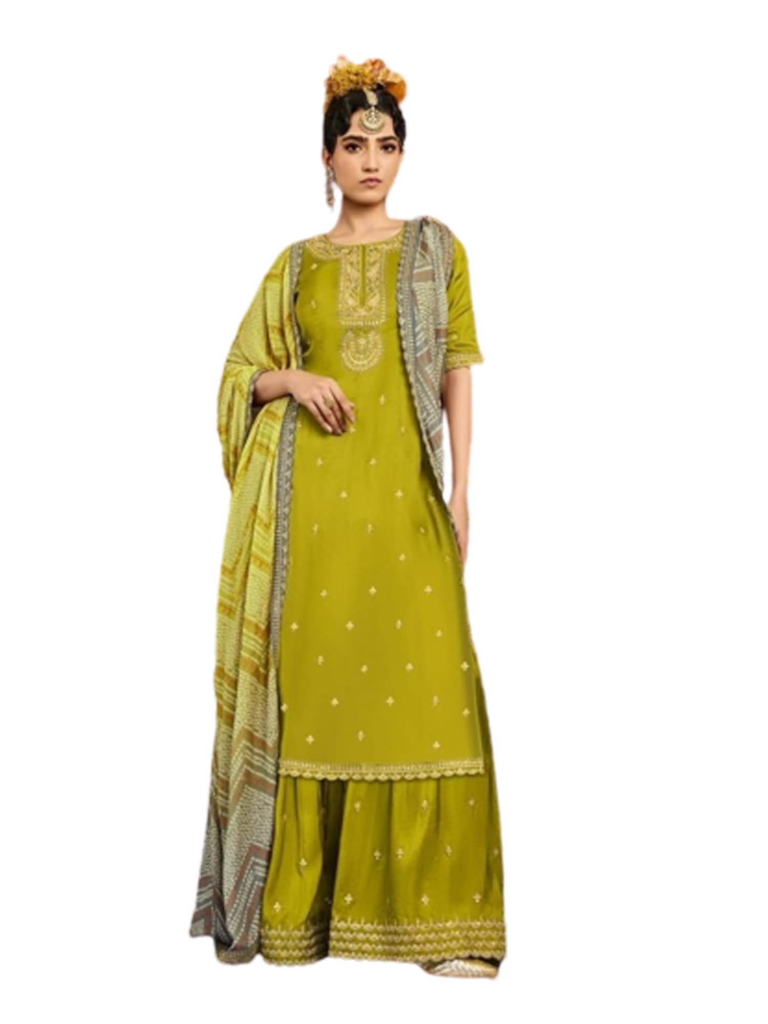 Shri Balaji Silk & Cotton Saree Emporium STITCHED WOMEN EID SPECIAL SHARAR SALWAR KAMEEZ SUIT ABAYA 8243