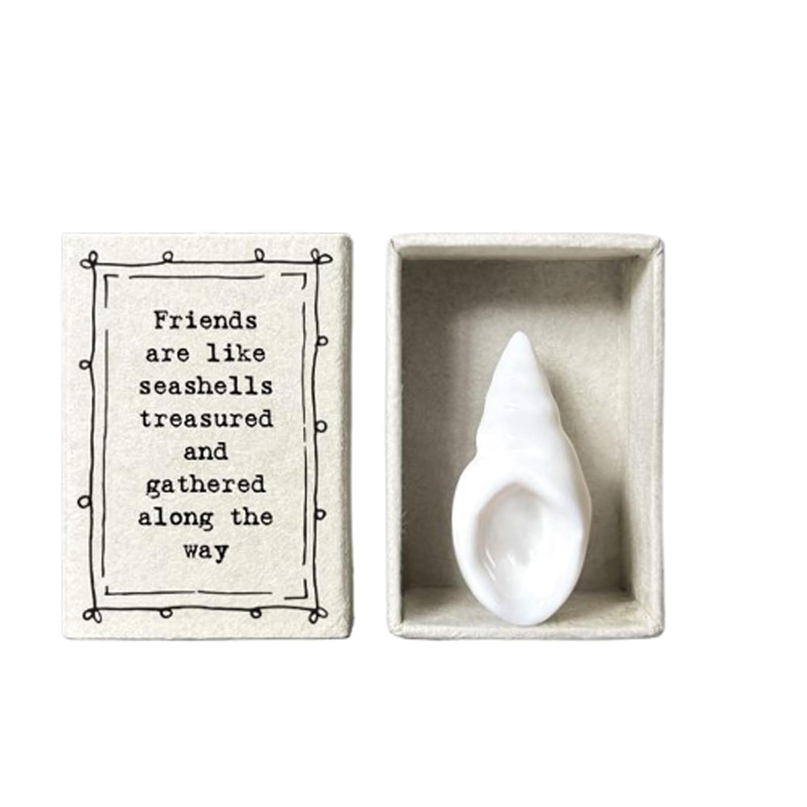 East of India White Porcelain Shell Matchbox, Coastal Decor, Beach Wedding Favor, Nautical Gift for Any Occasion