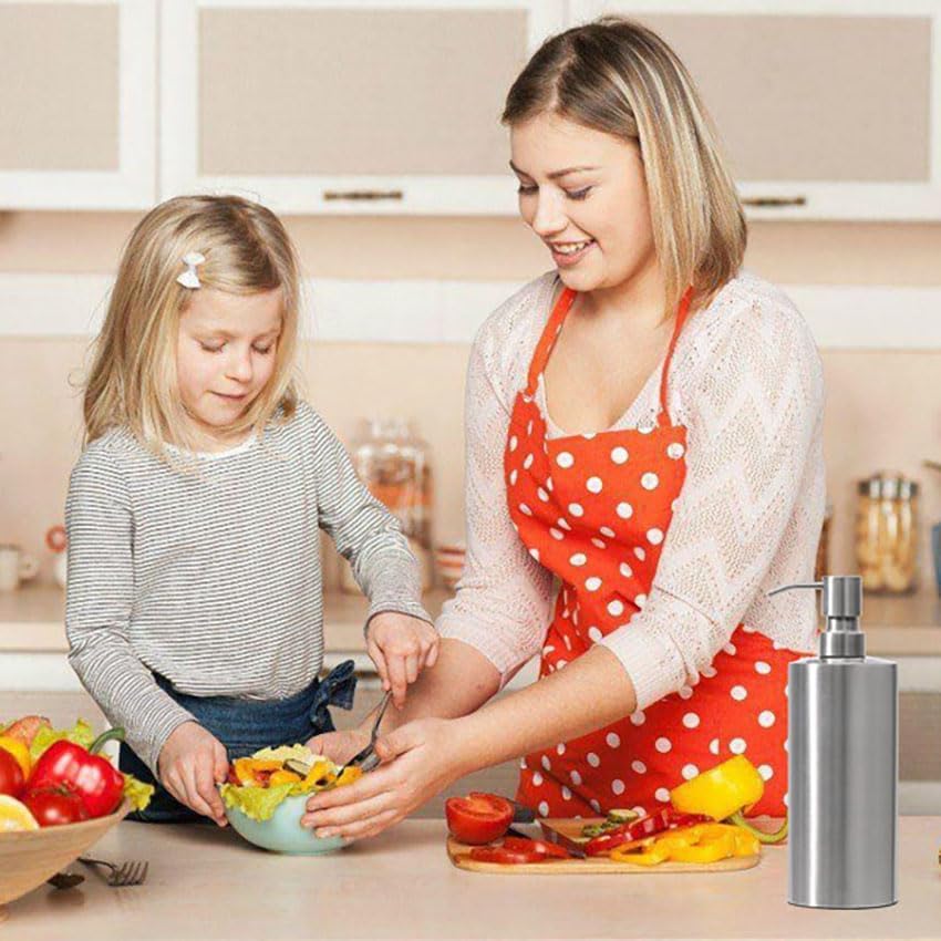 Miniatura 8 de ARKTEK Dispensador de jabón de manos líquido grande de acero inoxidable para encimera, a prueba de óxido y fugas, para cocina, baño y encimera,
