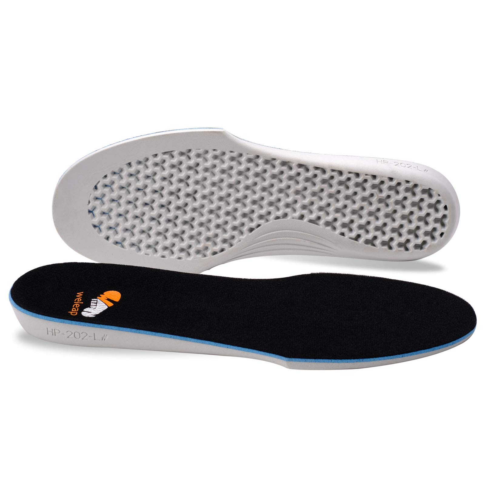 Weleap Shock Absorption Insoles Breathable Work Shoe Inserts Arch Support Anti-Fatigue for Boots Heavy Duty Unisex(S)