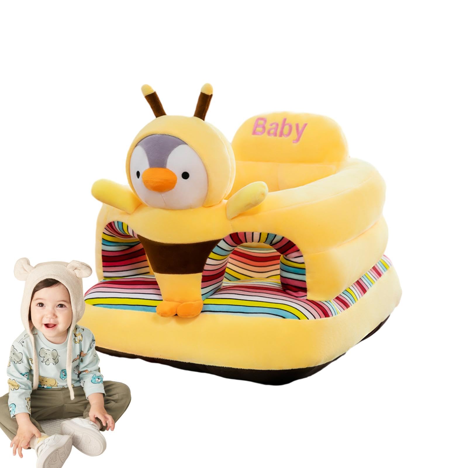 Asiento de apoyo para niños pequeños, bonito asiento de sofá para niños, soporte de asiento de sofá para niños pequeños que aprenden sentados, asiento anticaídas, cojín de asiento en forma de animal,