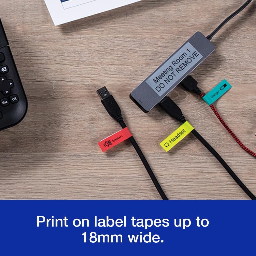 Brother PT-D410 Stampante per etichette desktop versatile | Etichettatrice desktop P-Touch | Tastiera QWERTY | Etichette altamente resistenti fino a 18 mm di larghezza, spina UK