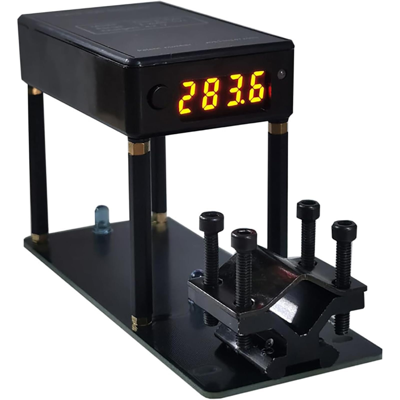 Front view of the LHQYA Ballistic Chronograph Speedometer showing the digital display with a reading of 283.6.