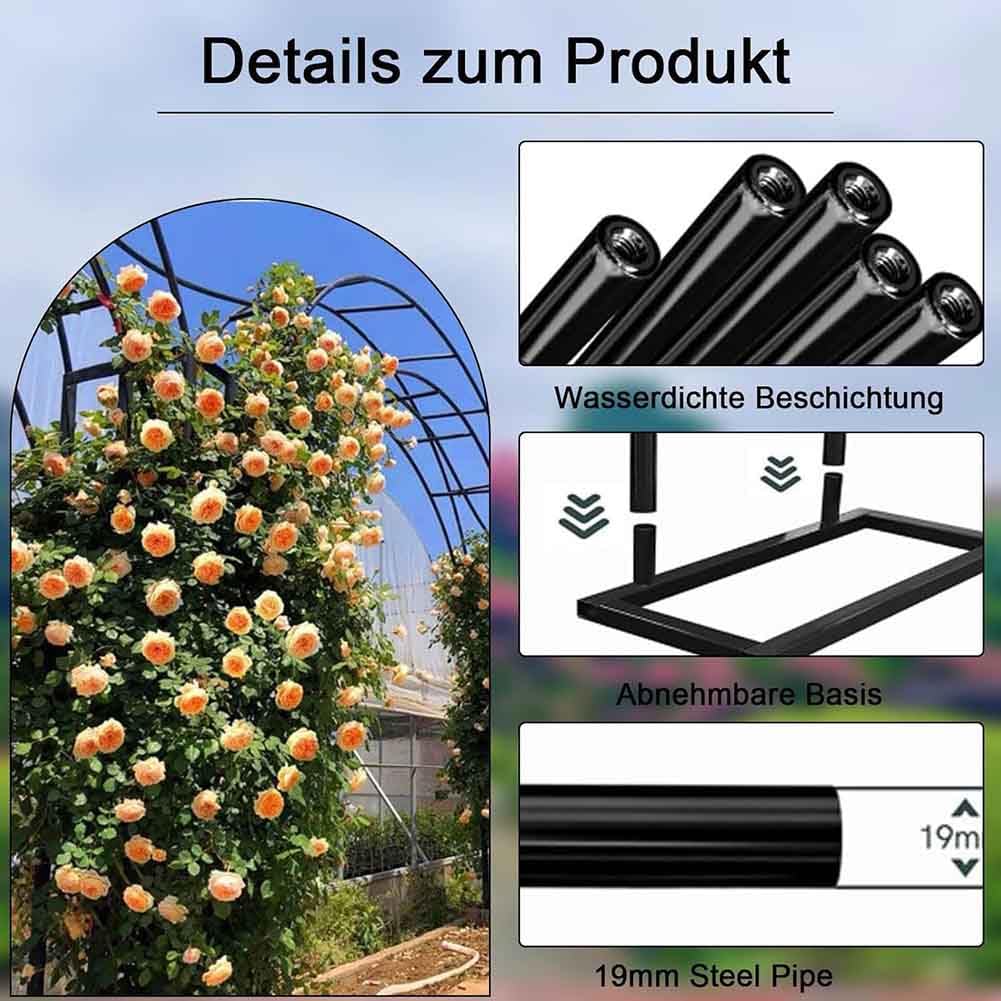 Solidny ocynkowany metalowy łuk różany do roślin pnących - czarny łuk ogrodowy w rozmiarach 140 cm, 180 cm, 240 cm, szer. 3,5 m x wys. 2,2 m - idealny do dekoracji na zewnątrz i kształtowania