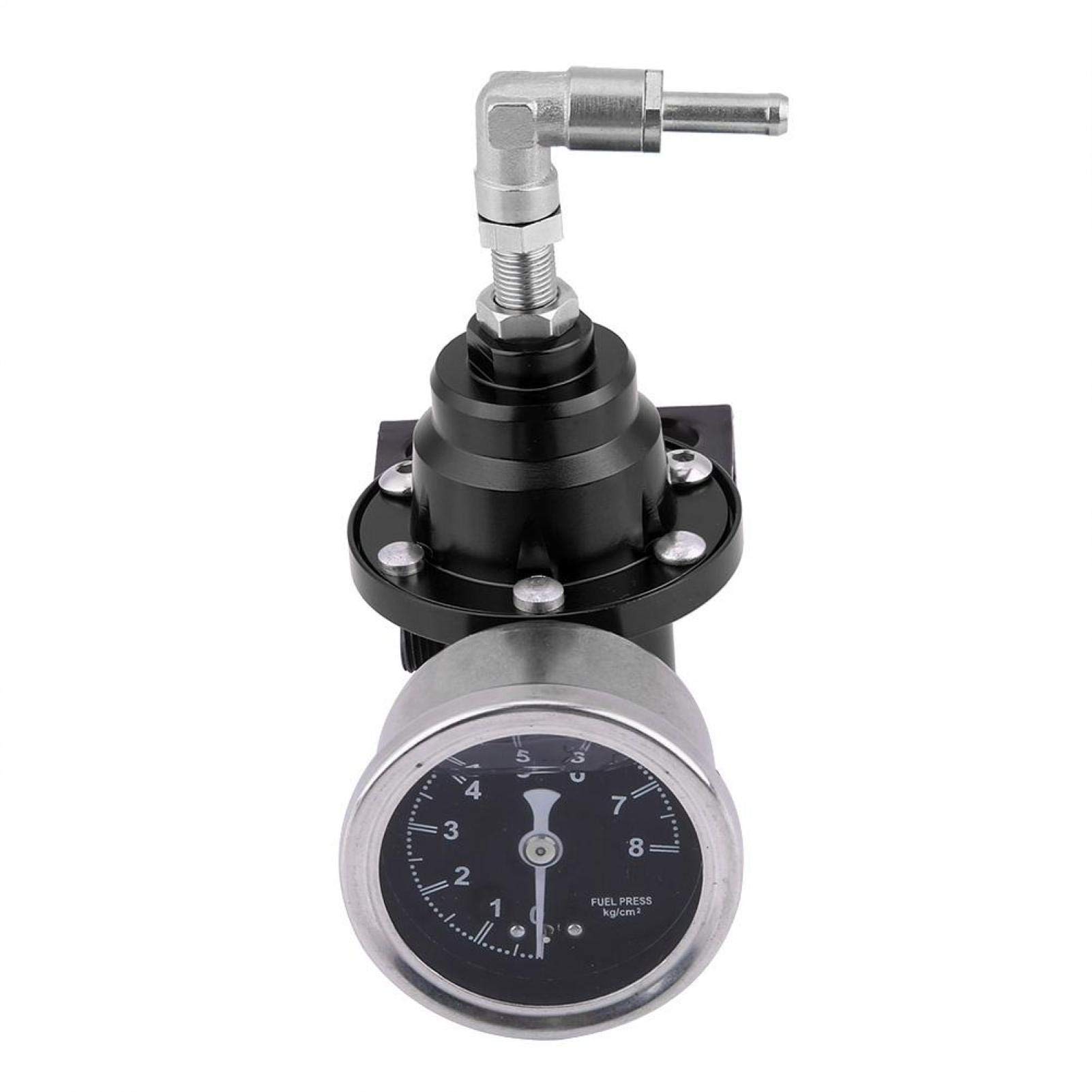 Fydun Regolatore Di Pressione Del Carburante Universale, 160psi Regolabile, Kit Con Manometro, In Alluminio Leggero, Migliora L’Efficienza Del Carburante, Compatibile Con Motori Turbo(Nero)