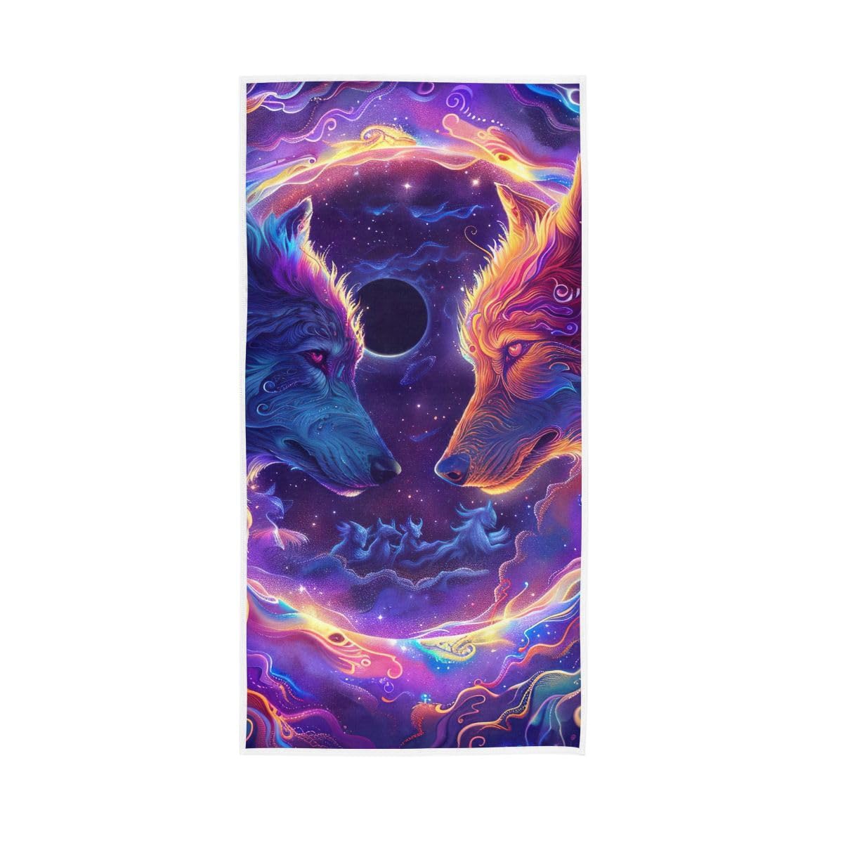 HUYGD Wolves Facing Each Other Hand Towels for Bathroom Clearance, Hand Towel for Bathroom, Travel, Camp, Hotel, Spa 15 x 30 Inches