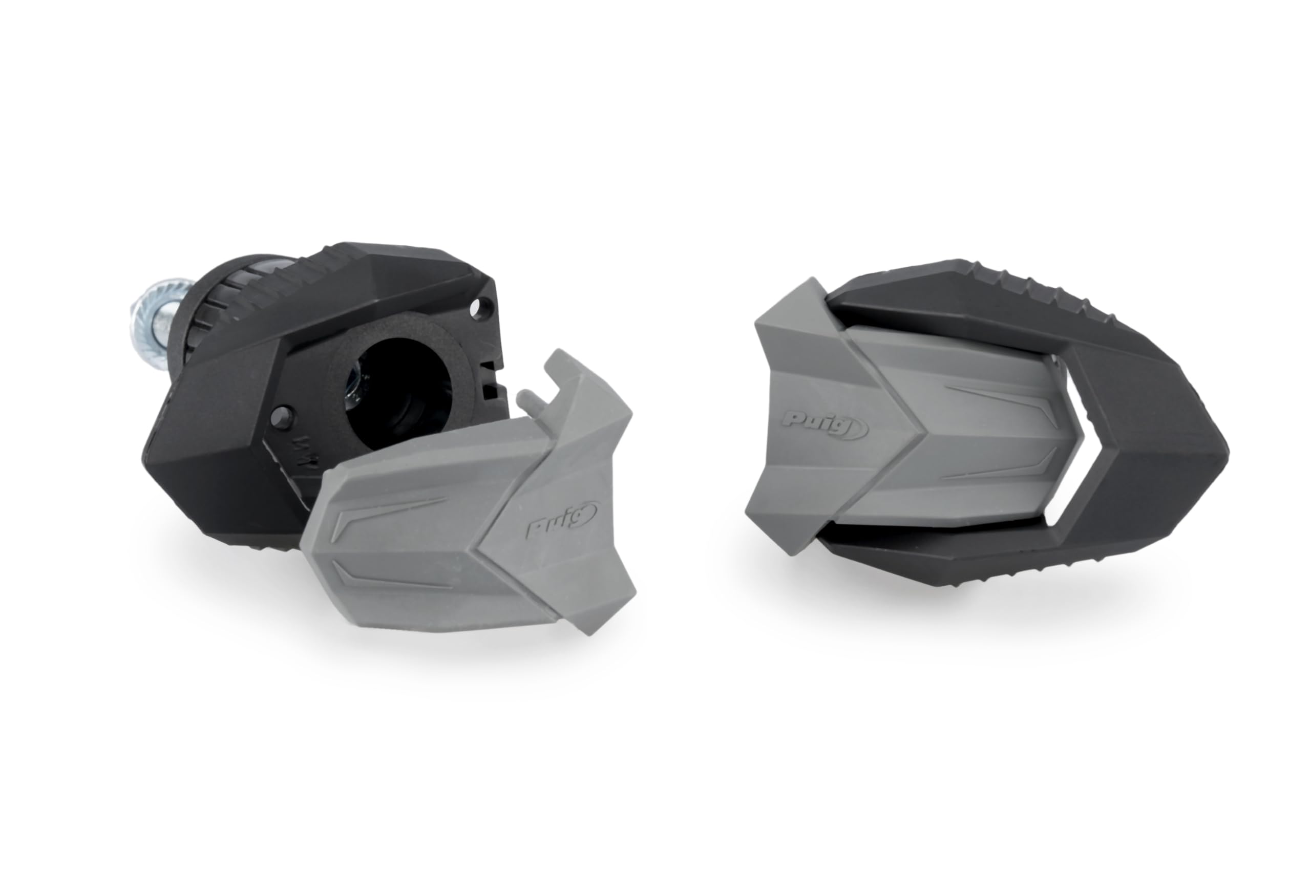engine protectors, puig 22392N, nylon crash pads, honda accessories, chassis guard, knee grip pad, side protector, compact design, r19 puig black, full motorcycle protection