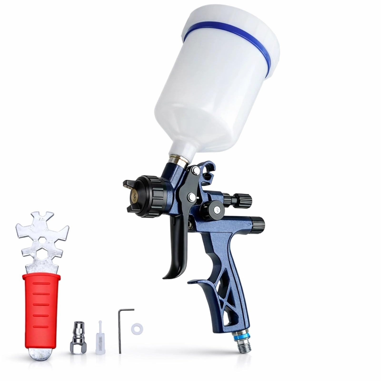 Fabater Pistola HVLP per Verniciatura, Aerografo con Ugello da 1,7mm e Serbatoio da 600ml Riutilizzabile, a gravità per Auto, Verniciatura Mobili e Pareti