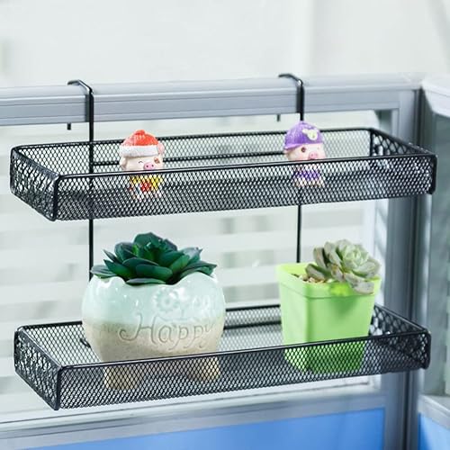Miniatura 6 de Luxshiny Barandilla colgante para balcón, cesta para maceta, soporte para macetas, estantes de hierro, valla de metal, soporte rectangular para