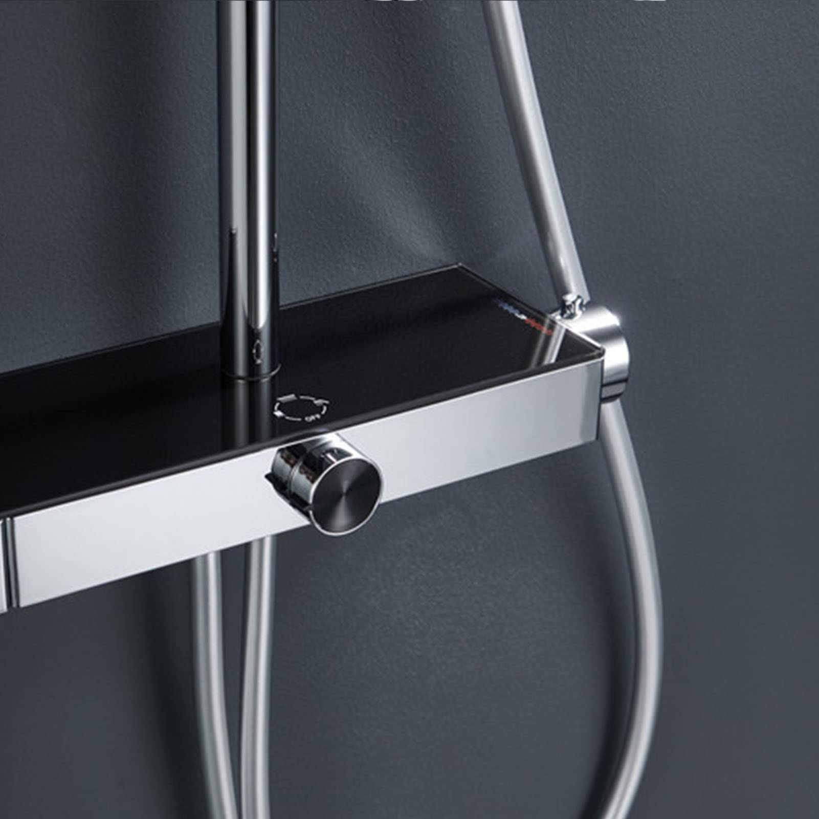 Set Rubinetto Doccia termostatico Cromato, Moderno Sistema a 4 funzioni, soffione a Pioggia con doccetta, Bocca per Vasca, doccetta per Bidet, Montaggio a Parete