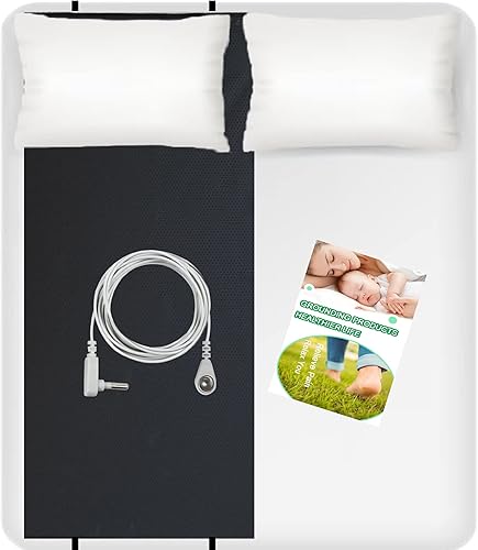 Miniatura 1 de Alfombrilla de tierracolchón, transpirable, conductora de cuero sintético de carbono con cable de conexión a tierra de 15 pies, mejora el sueño (27