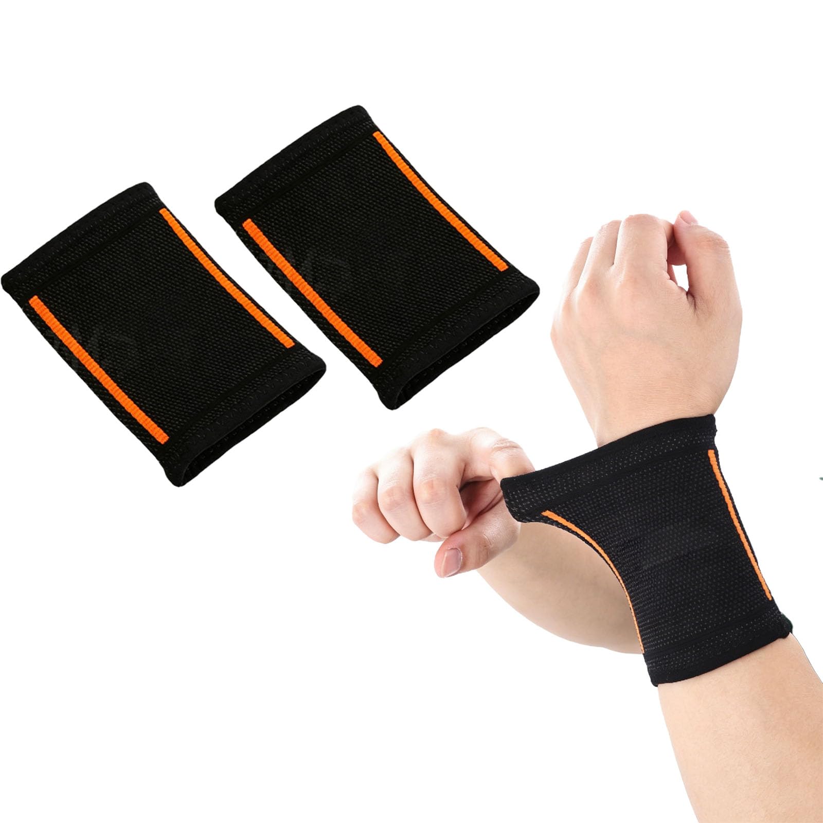 Wrist Band for Badminton and Gym Workout, Sweat Band for Men Wrist Support, Flexible Compression Joint Protection for Weightlifting and Sports Activities, Pair of L Size Wrist Straps-picture-16