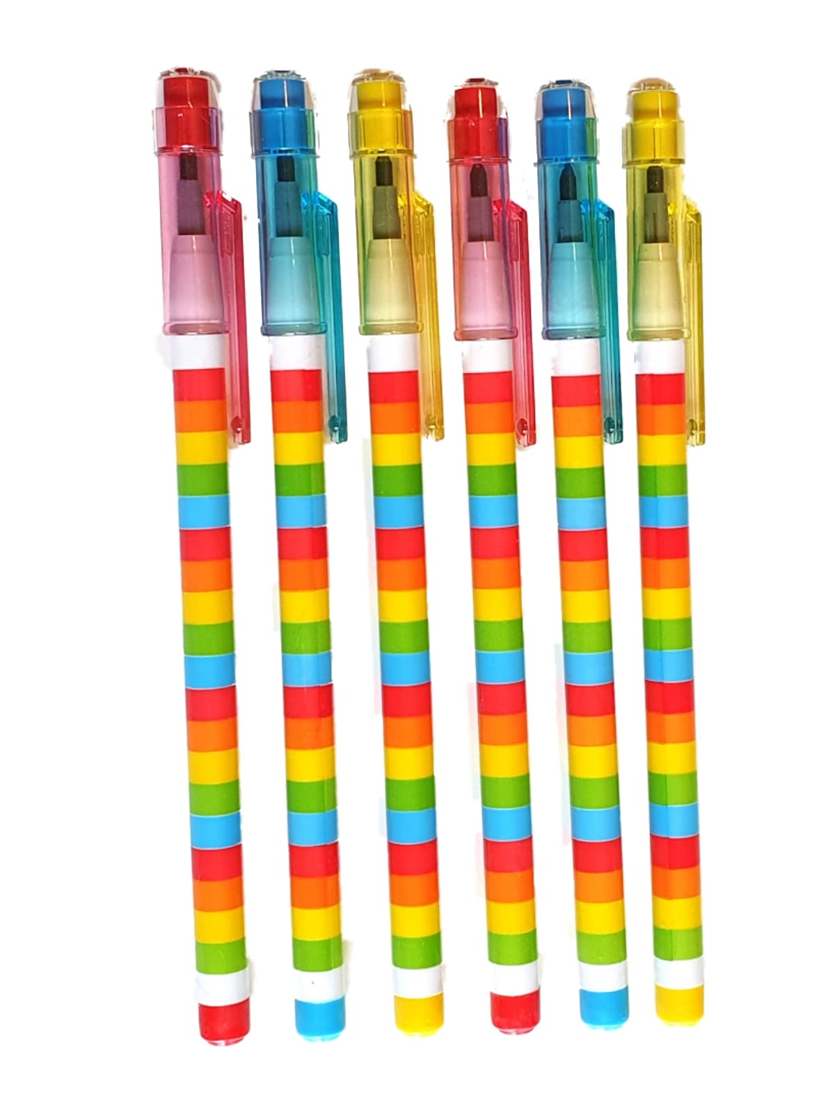 SDM 6 x Rainbow Pop A Point Grey HB Lead Pencils With Eraser