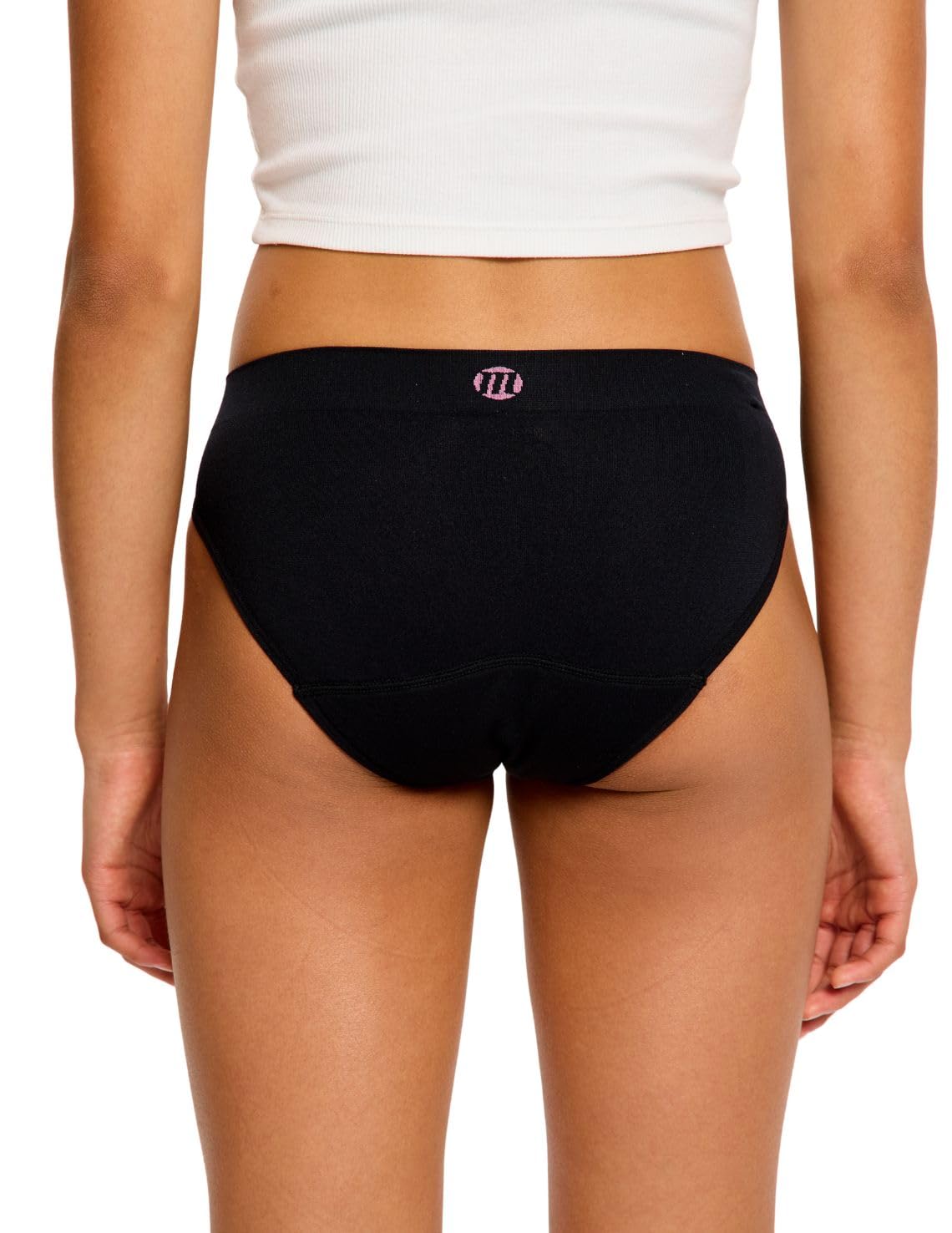 Modibodi Braga Menstrual Niña Adolescente Sin Costuras Hipster Flujo Medio Absorción 30ml Pack 3 Ropa Interior Suave Elástica Negro