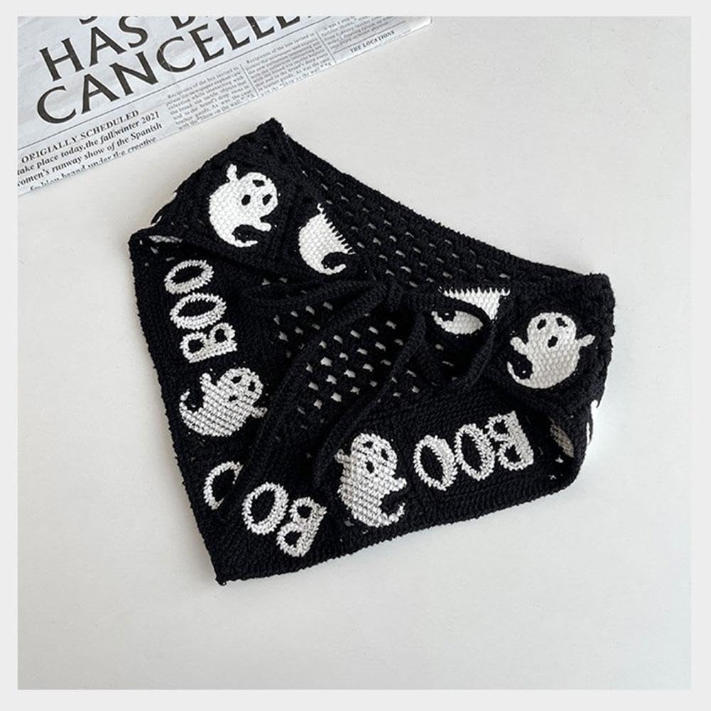 2 Stück Gothic Spinnennetz Bandanas - Gehäkelte Kopftücher Für Halloween & Alternative Mode
