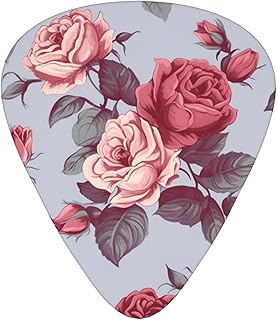 Red Roses Floral Guitar Picks 12 Pack Bass Picks with Organizer Box Guitar Plectrum Includes Thin Medium Heavy Guitar Picks Ukulele Picks for Bass Acoustic Electric Guitars