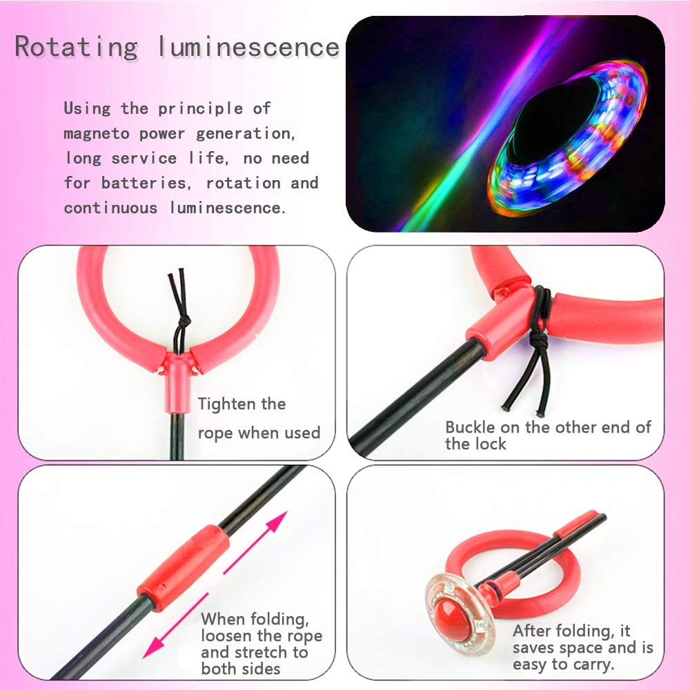 Shine Bola de Salto de Tobillo, Anillo de Saltar Intermitente para niños, Plegable Anillo de Salto Intermitente,Colorida Flash Bola de Salto, LED Saltar Bola para Niños (Rojo)