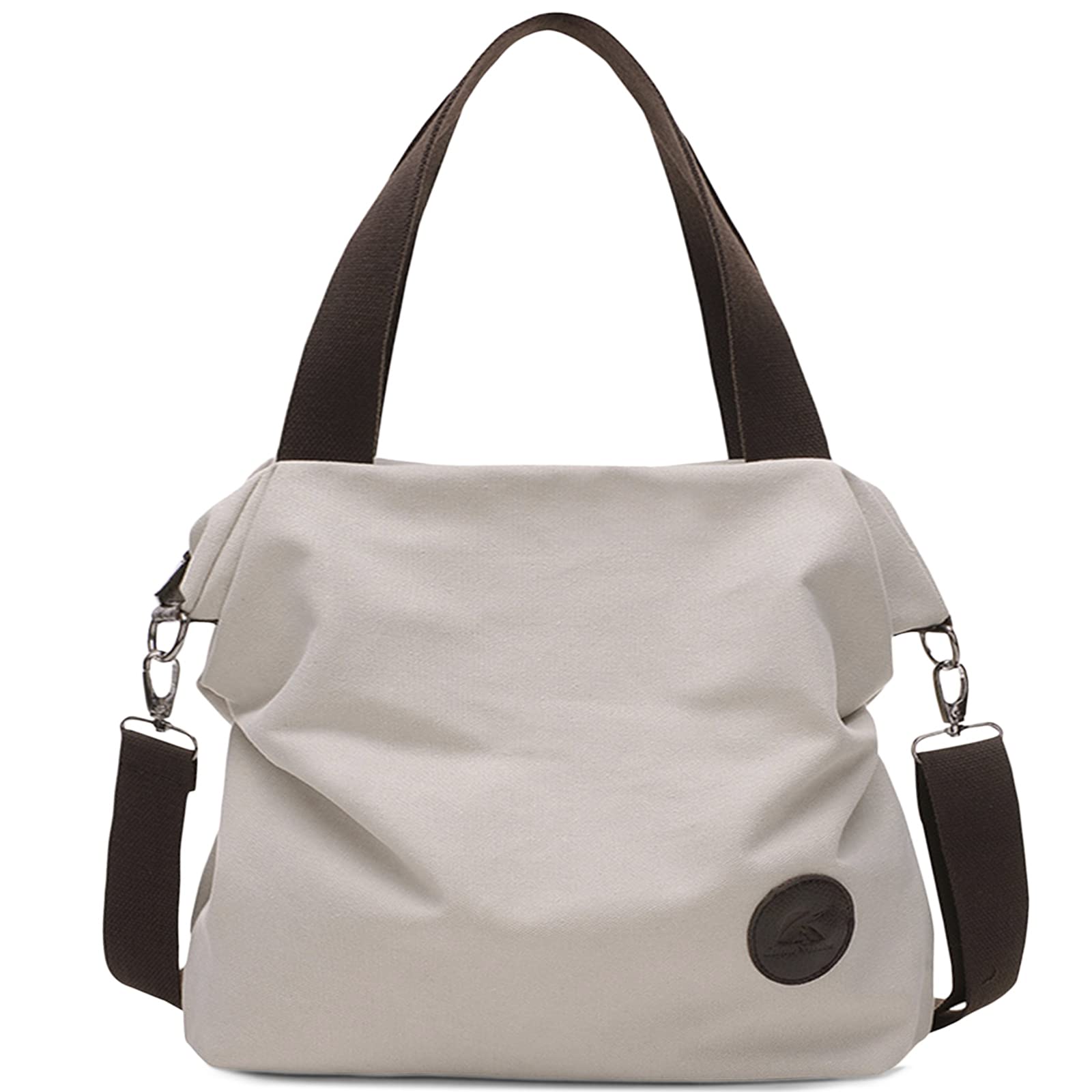 DIRRONA elegante mujer bolso de lona lona bolsa de hombro alta capacidad Hobo escuela compras diario multifunción Bolsas hombro, blanco, large, Bolso de mano