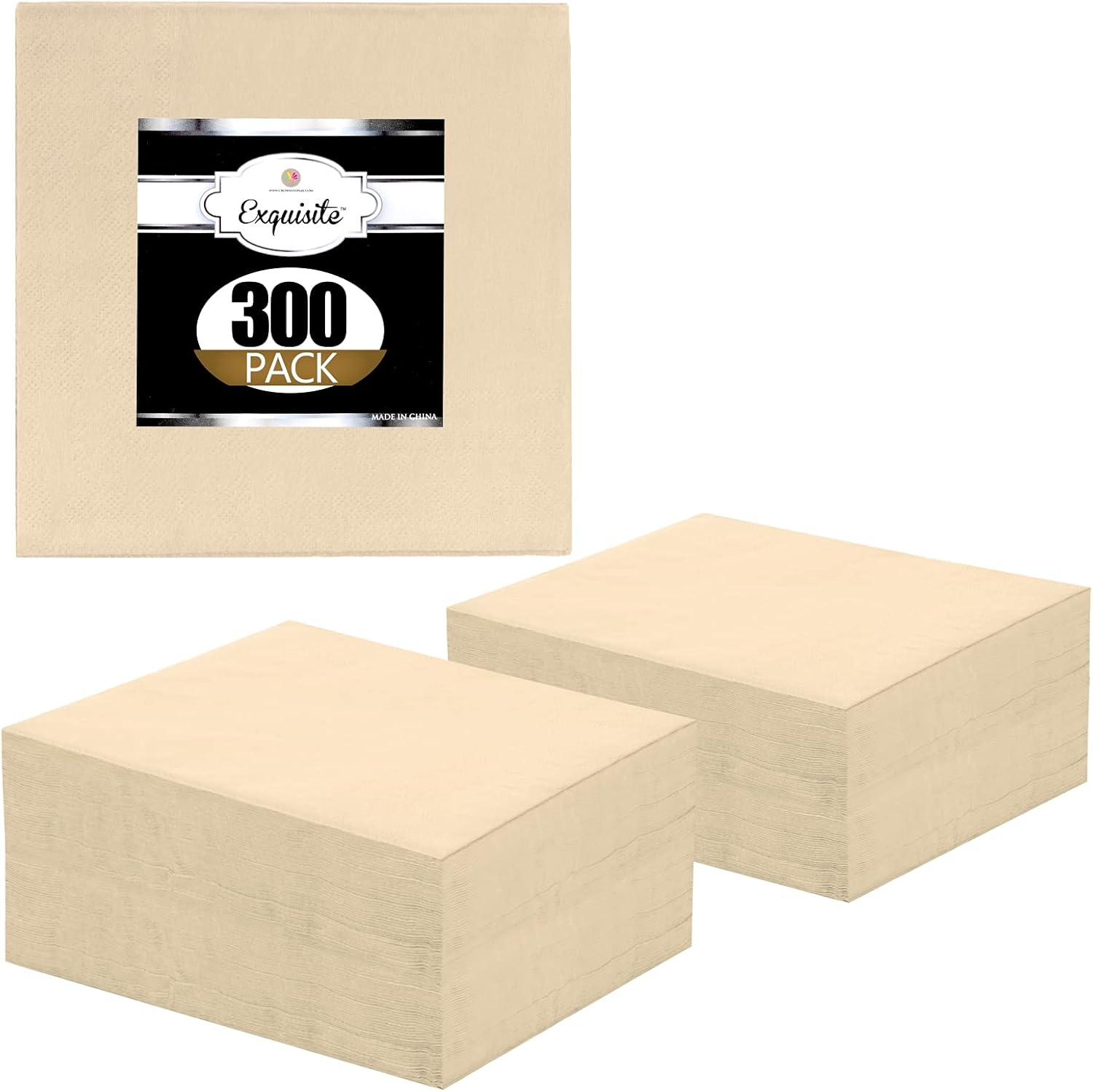 Exquisite 300 Ivory Paper Napkins 2 Ply Cocktail Napkins