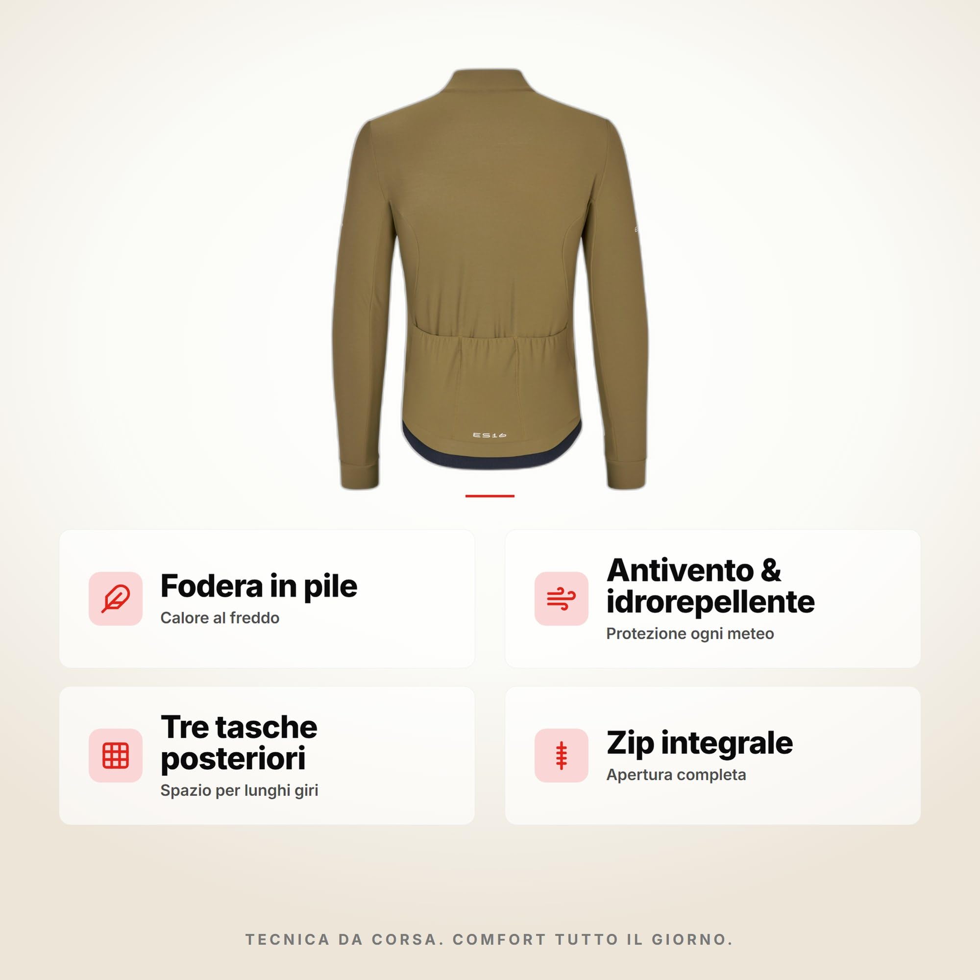 Cykelfleece Maglia Termica a Maniche Lunghe Unisex – Cycling Fleece Premium per Giornate Fresche 5-15°C con Cerniera e Interno in Pile