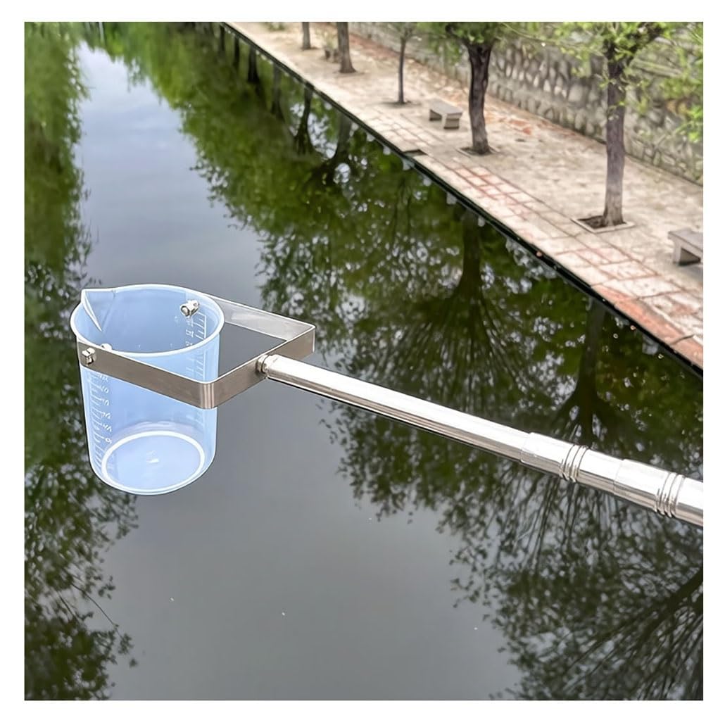 Generisch Teleskop-Wasserprobenentnahmekelle mit 1000-ml-Becherglas, ultraleichter Probenahmestab (0,61–1,5 m) für Wasserqualitätsprüfungen, Schlammprüflöffel, ideal für den Feldeinsatz
