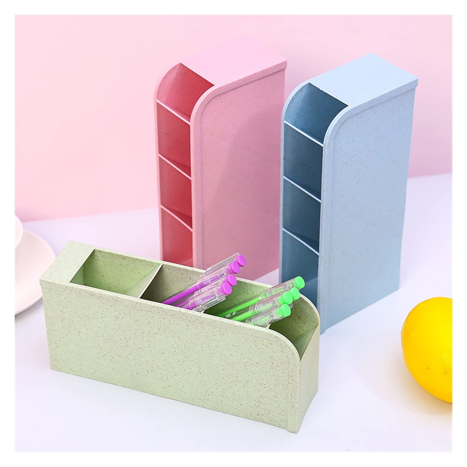 Stifteköcher Stiftbecher Schreibtisch-Stifthalter, Bleistift, Make-up-Organizer, Schreibtisch-Organizer for Kosmetik, Kunststoff-Aufbewahrungsbox, Schule, Büromaterial Stifteköcher Schreibtisch ( Colo