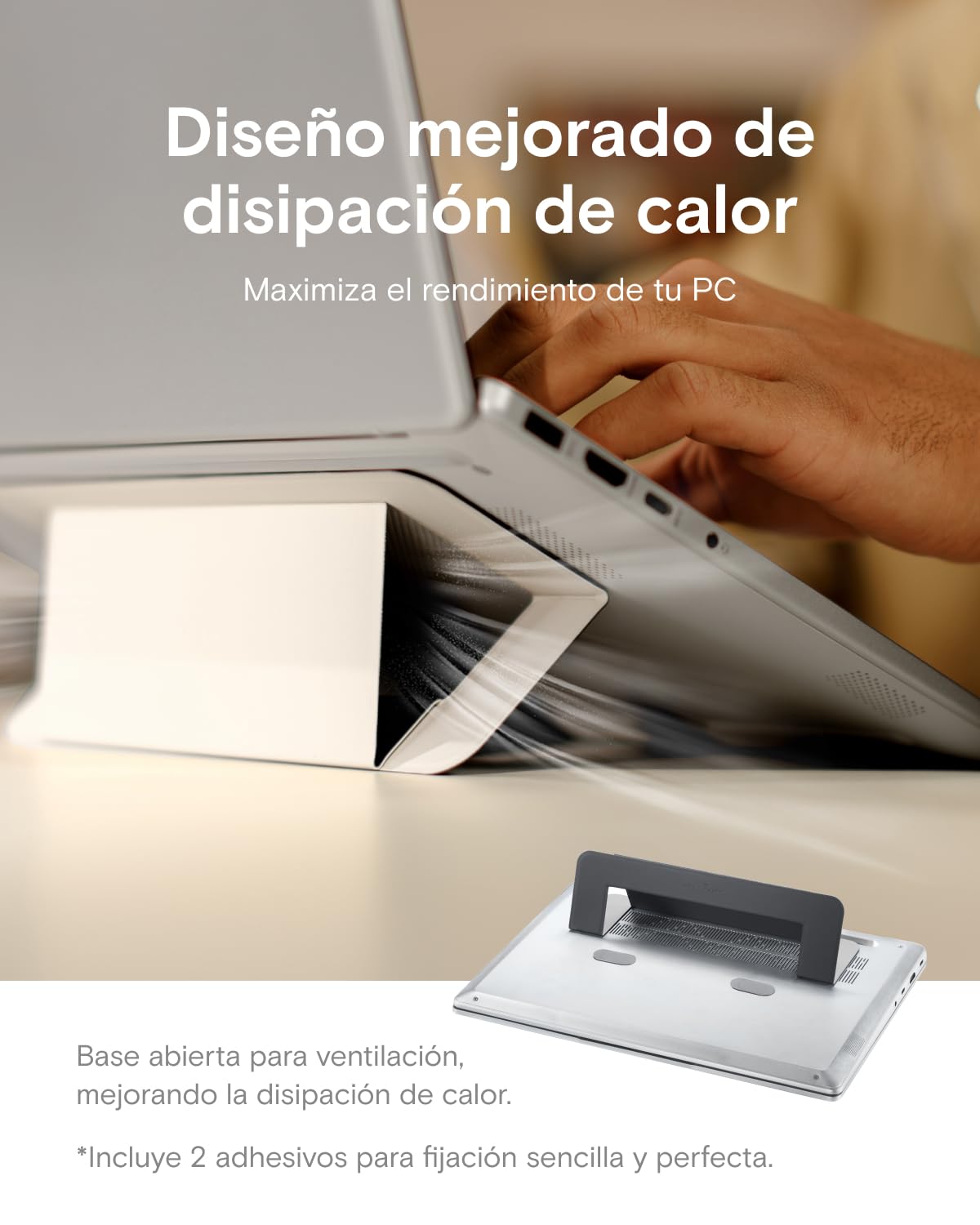 MOFT Soporte para computadora portátil, Soporte Adhesivo de refrigeración para portátil con Flujo de Aire para disipación de Calor con 2 ángulos de visión Ajustables, Soporte Plegable y portátil