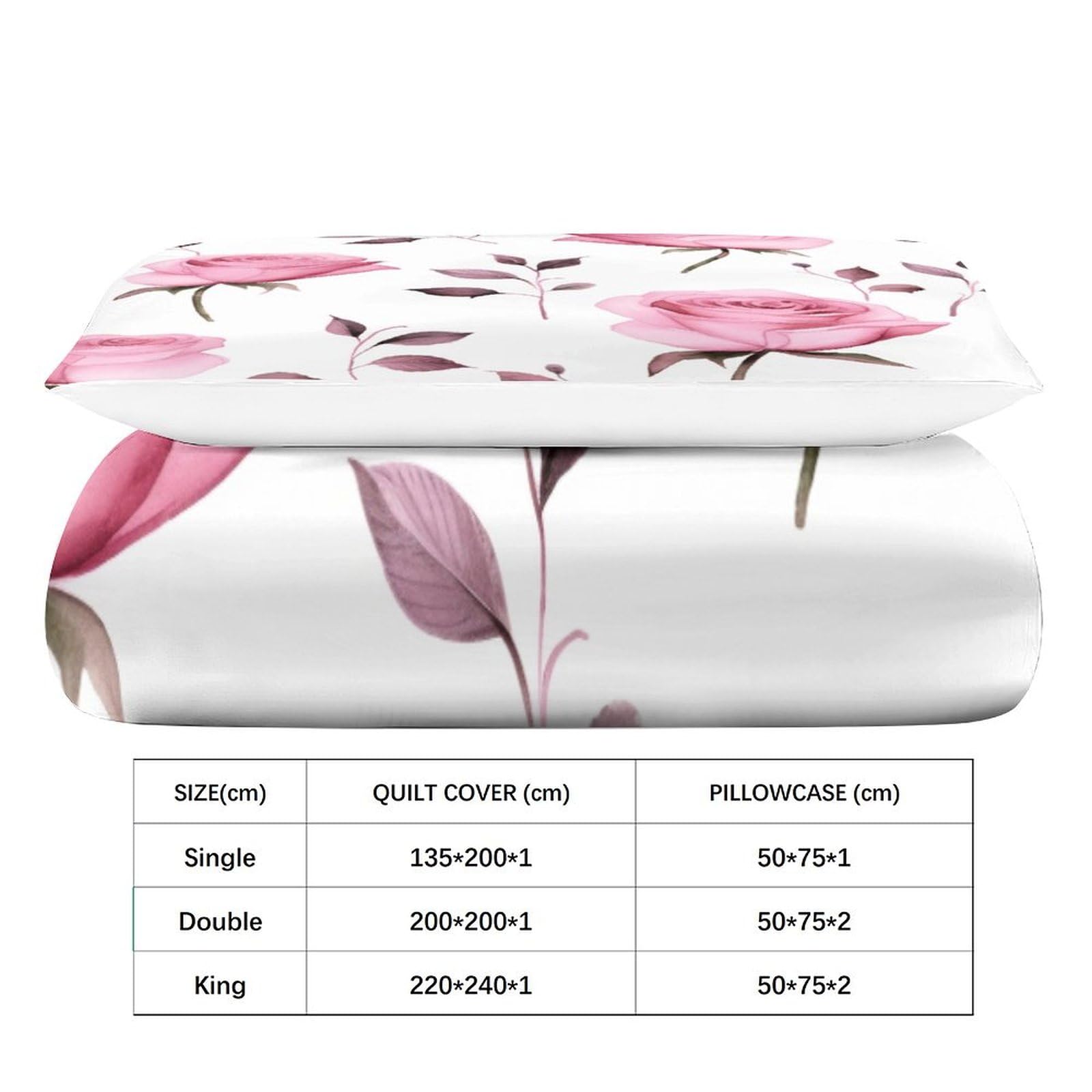 Bettwäsche-Set, 3D-Druck, Bettbezug-Set mit Kissenbezug, Heimtextilien, Aquarell-Bettbezug, Einzelbett (135 x 200 cm)