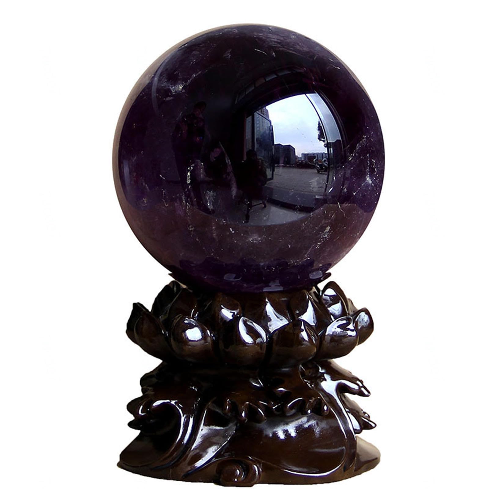 BUSOTH Amethyst Crystal Sphere Ball Brazilian Natural with Wood Stand Large Crystals Sphere Sculpture Home Office Decoration Fengshui He