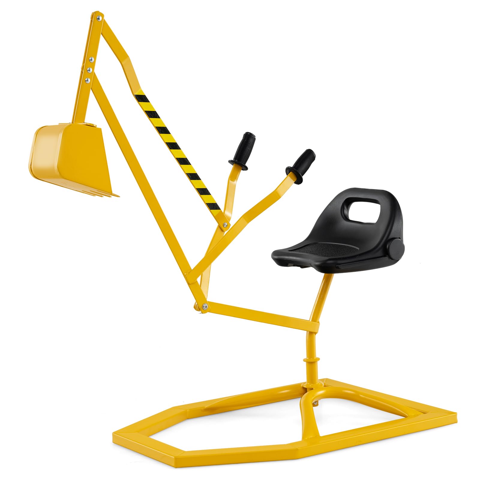 COSTWAY Sitzbagger 360° drehbar, Bagger zum Draufsitzen Metall, Bagger Sandkasten mit Schaufel & 2-Hände-Steuerungen, Aufsitzbagger Sandbagger für Kinder ab 3 Jahren (Gelb)