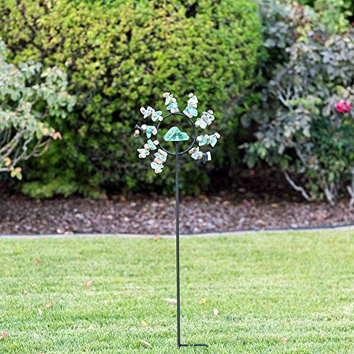 Handmade Garden Stake with Recycled Glass Stones & Driftwood Sun, Unique Outdoor Accent for Garden, Patio, Backyard, etc