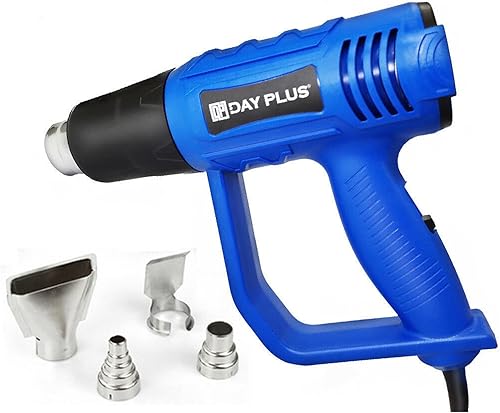 Pistola de calor con cable con 4 boquillas, 2 controles de temperatura, 572.0 F1,112.0 F, diseño estable de respaldo plano, pistola de aire caliente