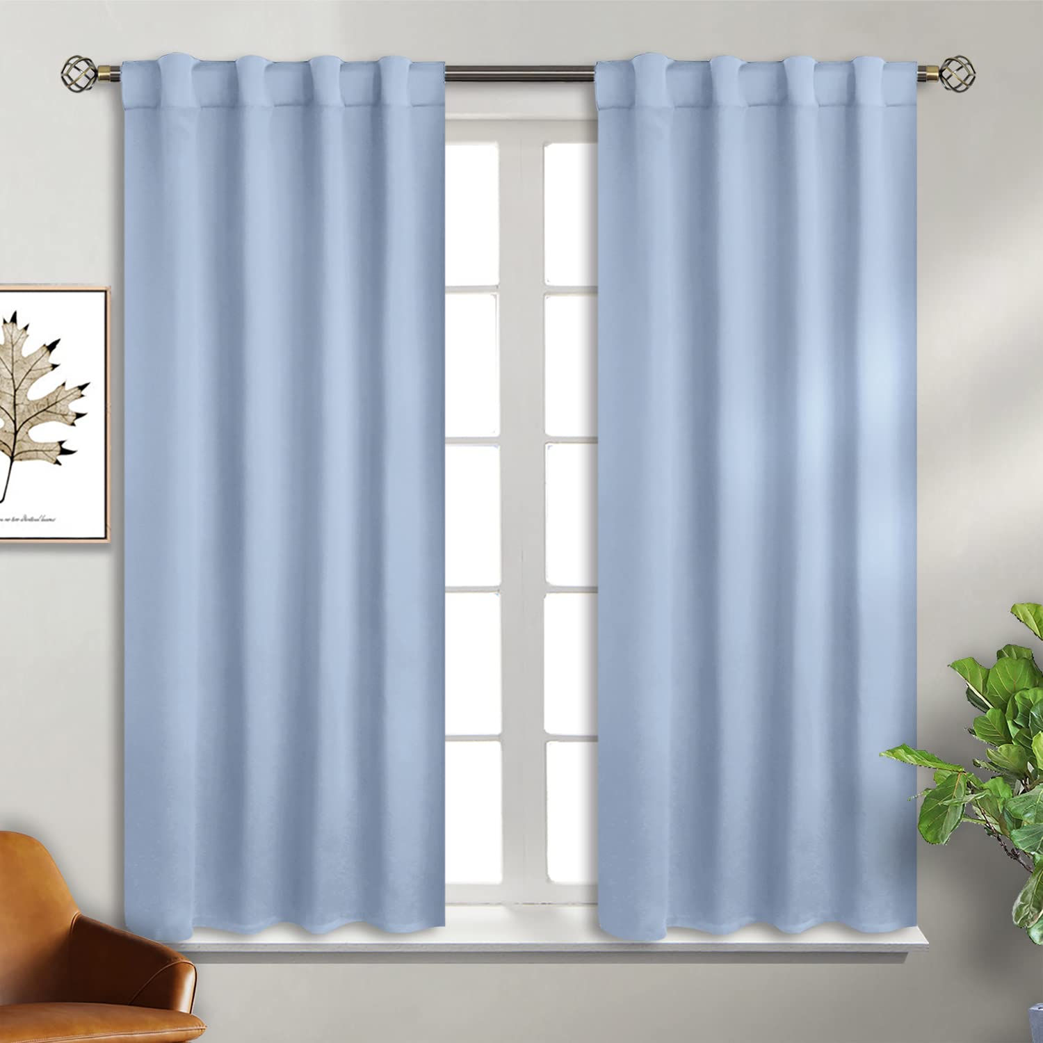 BGment Rod Pocket and Back Tab Curtains for Bedroom - Thermal Insulated Room Darkening Curtains for Living Room, 2 Window Curtain Panels (38 x 45 Inch