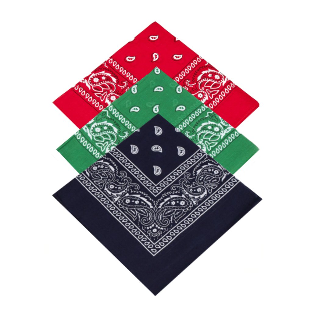 Pack of 3 X Paisley Women's Square Cotton Head Scarves/Neck scarf Headscarf/Bandanna Head scarf/Neck Scarf/Neckerchief/Handkerchief/Head Tie 100% Cotton (Red,Dark Green,Navy Blue)