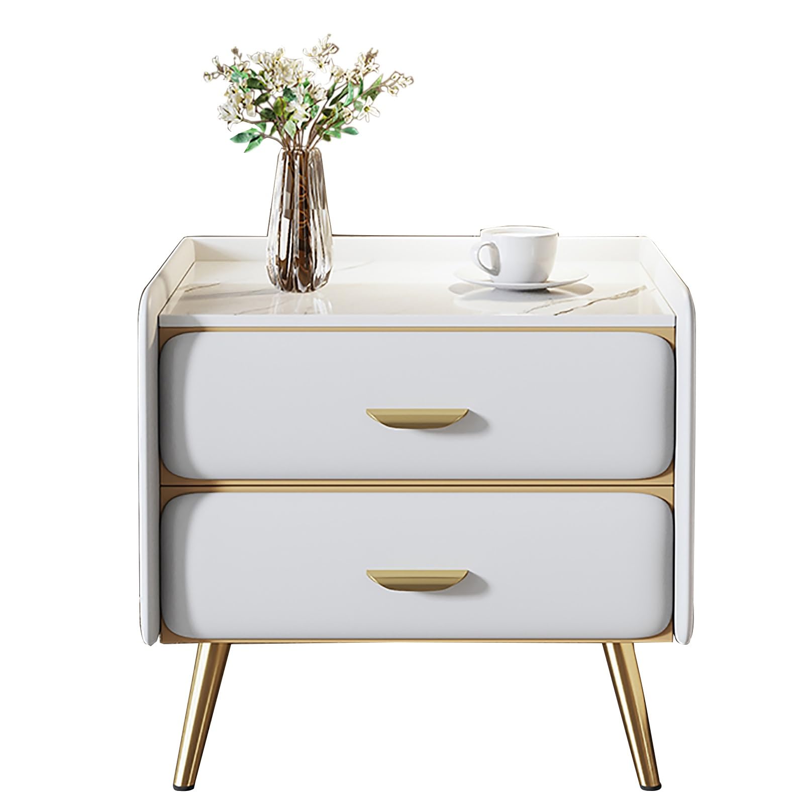 SXZenSpace Compact Nightstand Bedside Table with Storage Small End for Bedroom & Living Room Cabinet (50x40x48cm) Stylish Functional Night Stands