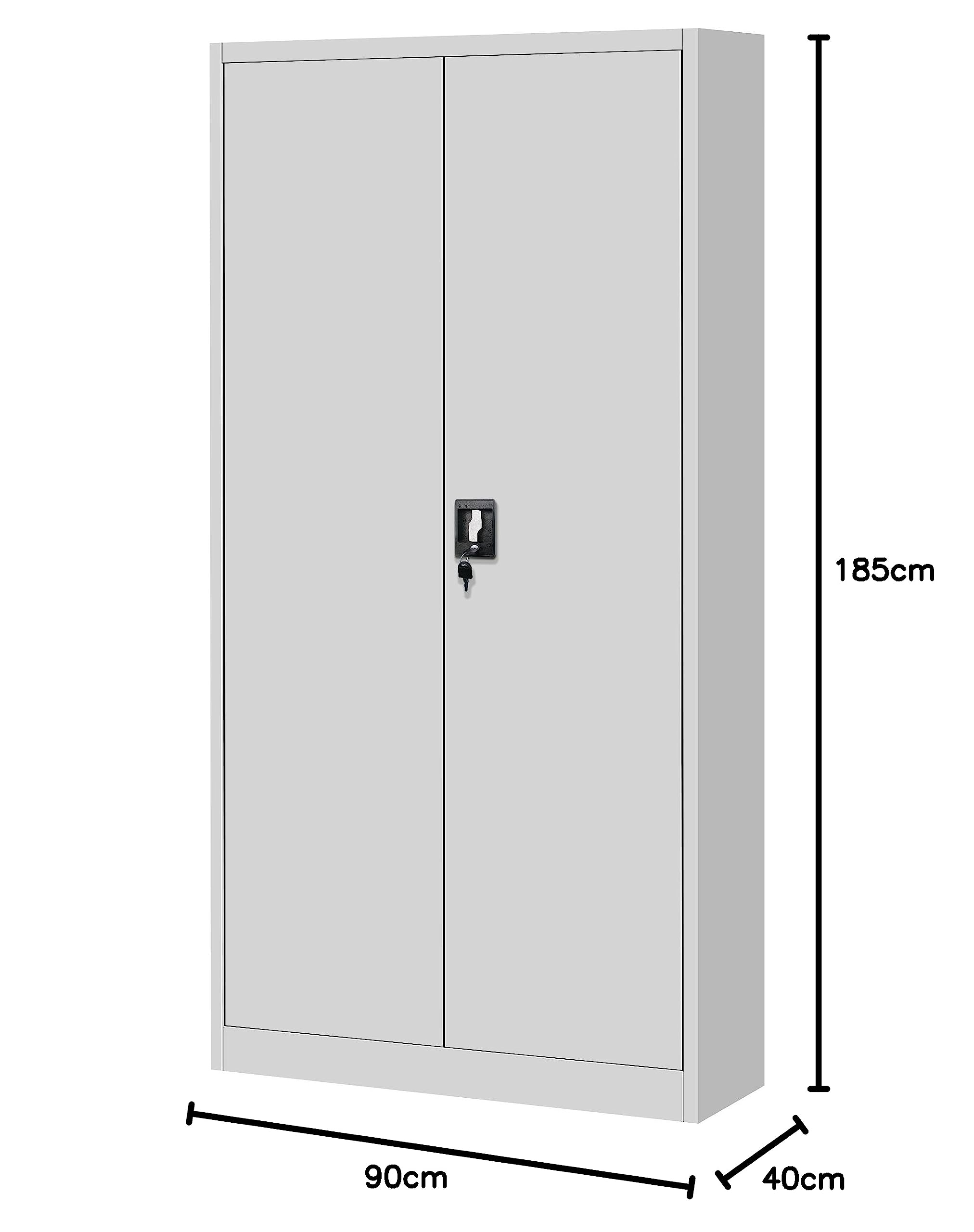 Jan Nowak Set di 4 Armadio da Ufficio C001 Archivio per Officina in Metallo Verniciato a polvere Chiudibile 185 cm x 90 cm x 40 cm (Grigio)