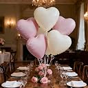 Party Warehouse Love Foil Balloon Heart Balloons for Valentines Day,Happy Anniversary,Proposal,Room Surprise, Wedding, Engagement & Birthday (Pink & Sand white, Pack Of 10) gallery image