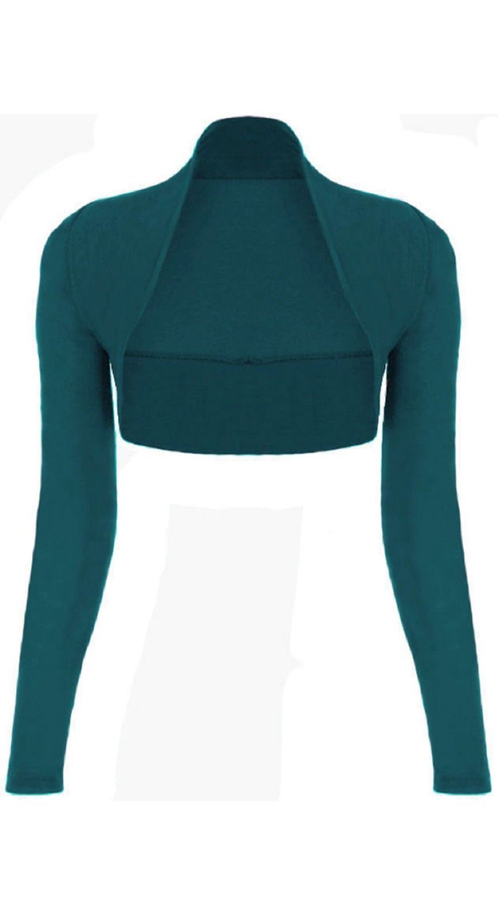 66 Fd Women's Teal Plain Long Sleeve Cropped Bolero Shrug Top Cardigan Plus Size 8-26 (, Xxl Uk 20-22)