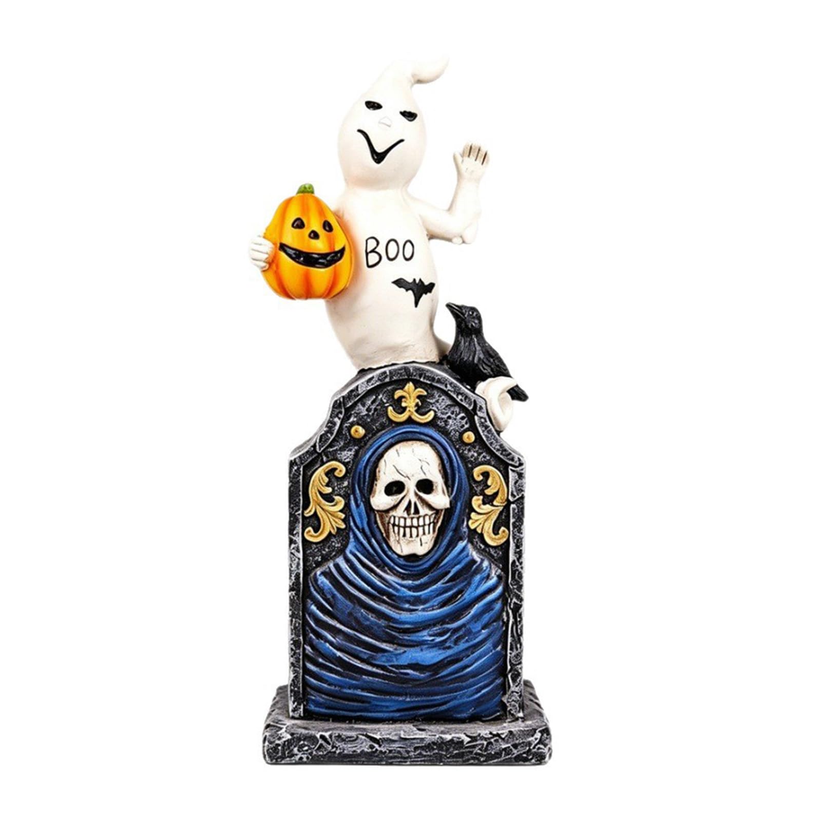 pidodou Halloween Tombstone Figurine Resin Ghost Pumpkin Decor for Desktop