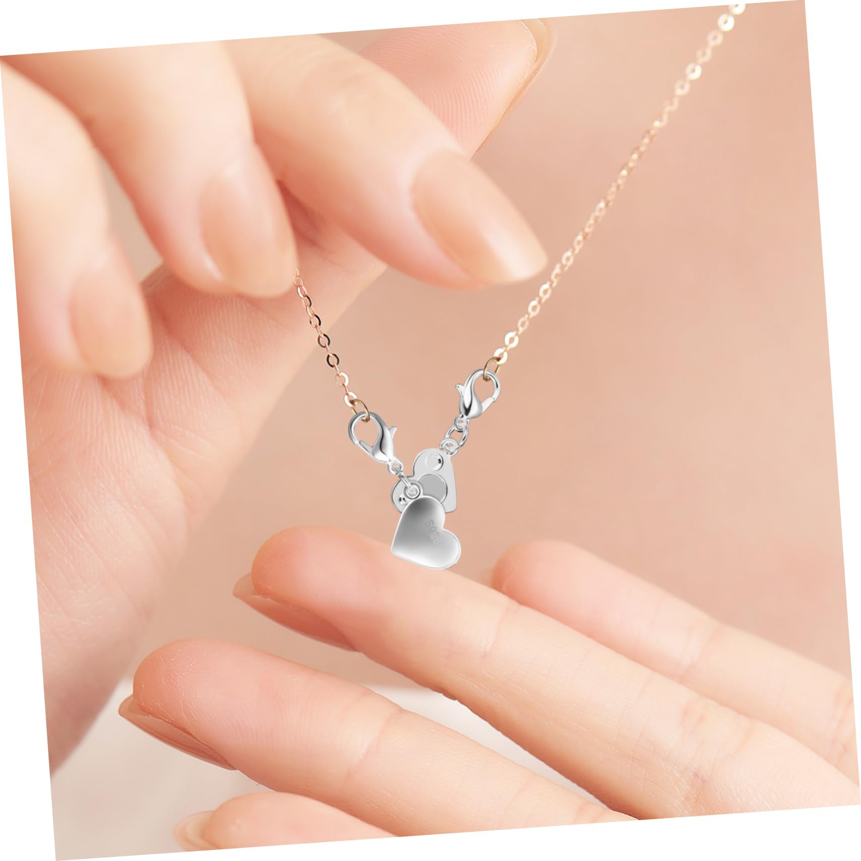 HOODANCOS Magnetic Necklace Clasps Heart-Shaped 935 Silver Jewelry Clasps Necklace Extender Connectors for DIY Chain Repair Set of 8 Easy-to-Use - Image 3