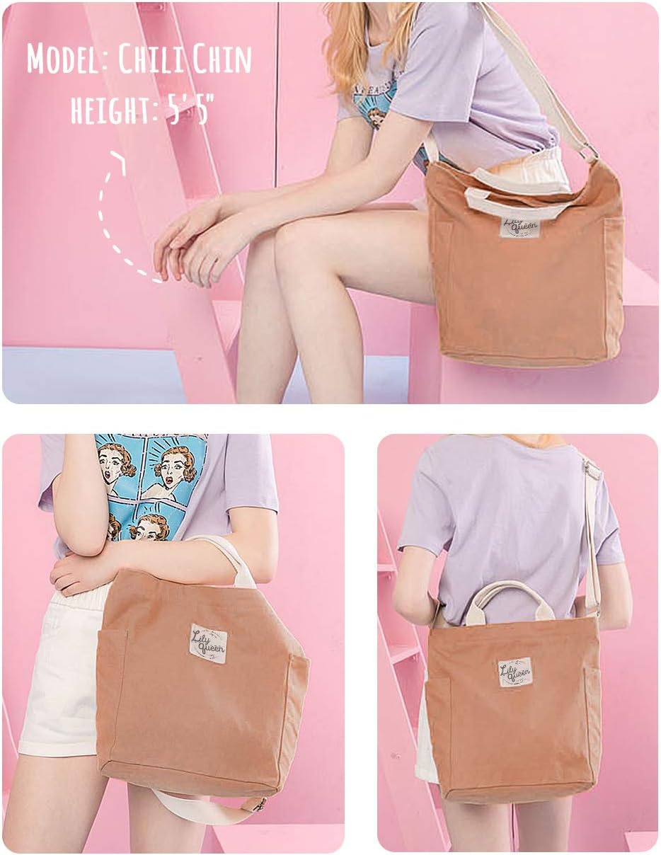 Lily queen Women Canvas Tote Handbags Casual Shoulder Work Bag Crossbody - Image 2