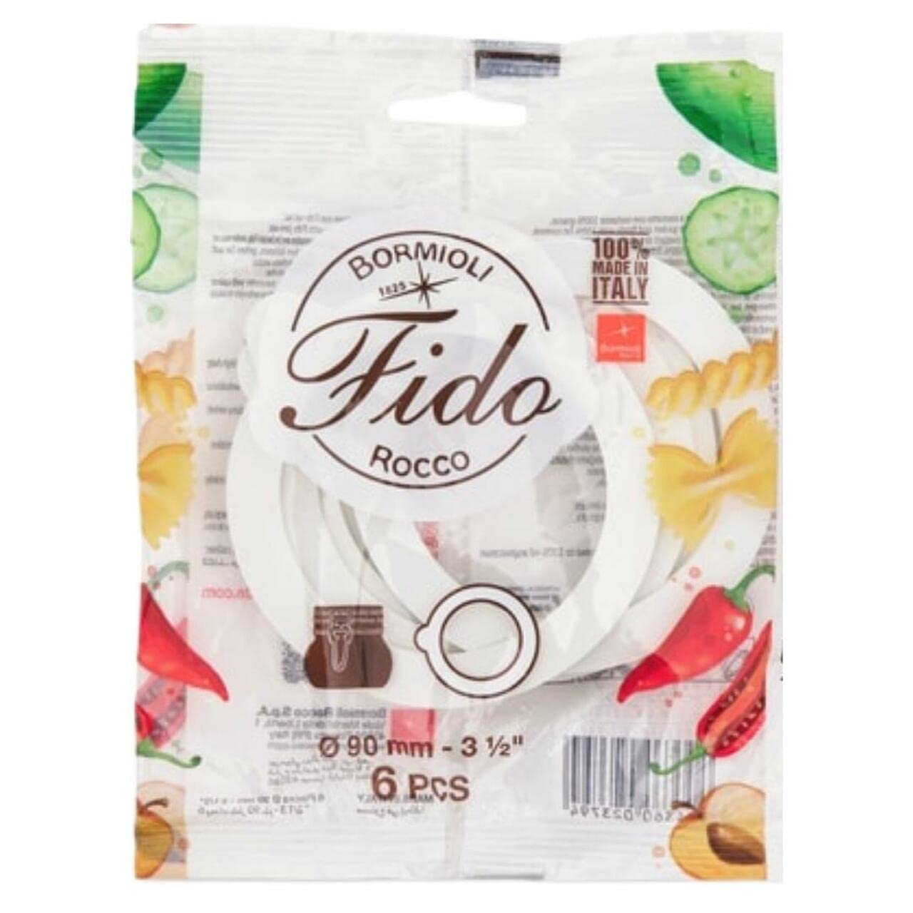 Bormioli Rocco Universal Fido Gaskets - White - Large (90mm - 3.5inch) - Set of 6