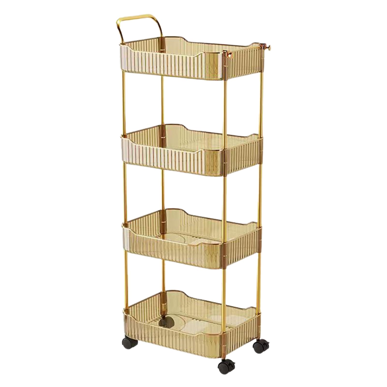 Homcity 4-Tier Acrylic Rolling Storage Cart, Rolling Utility Cart, Kitchen Storage Cart with Wheels for Bathroom,Living Room, Kithcen, Office Storage